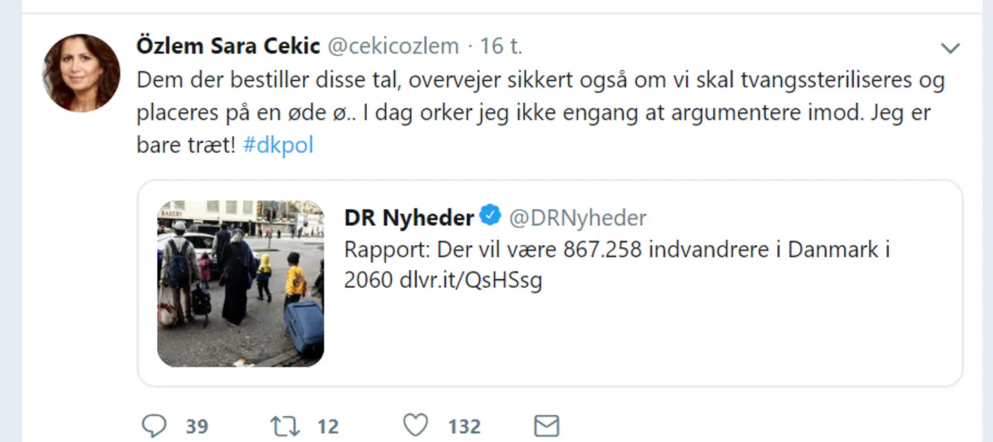 Ôzlem Cekics nu slettede tweet.