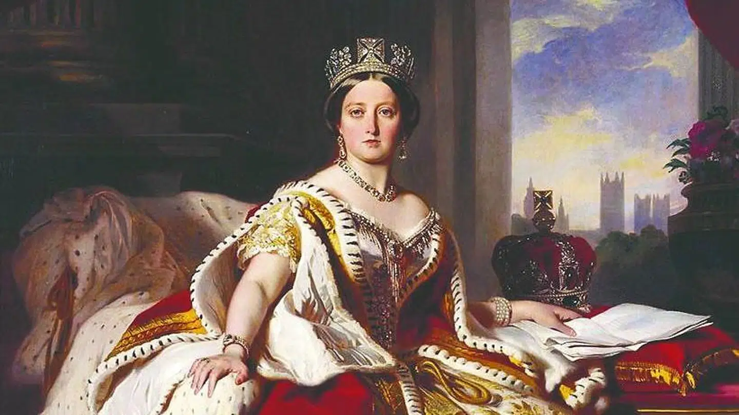 Da Victoria i 1859 fyldte 40 år, stod hun på magtens tinde. Maleriet blev udført af hoffets favoritmaler, Franz Winterhalter, og dronningen var begejstret for det.