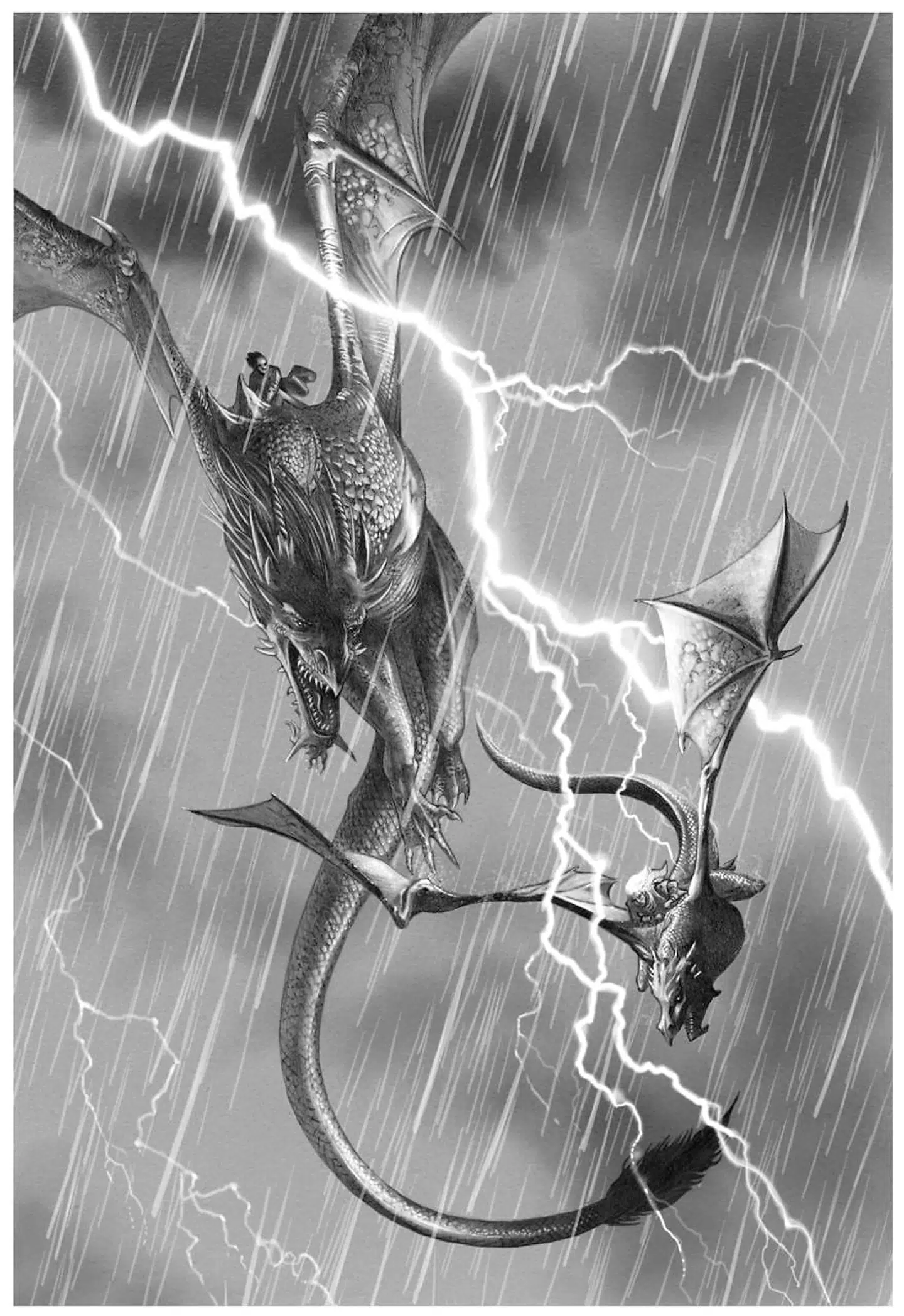 Prins Aemond på dragen Vhagar jager prins Lucerys på dragen Arrax. Der er i den grad drageaction i »Ild & Blod«, der starter 300 år inden »Game of Thrones«-bogen og dækker 150 års historie.