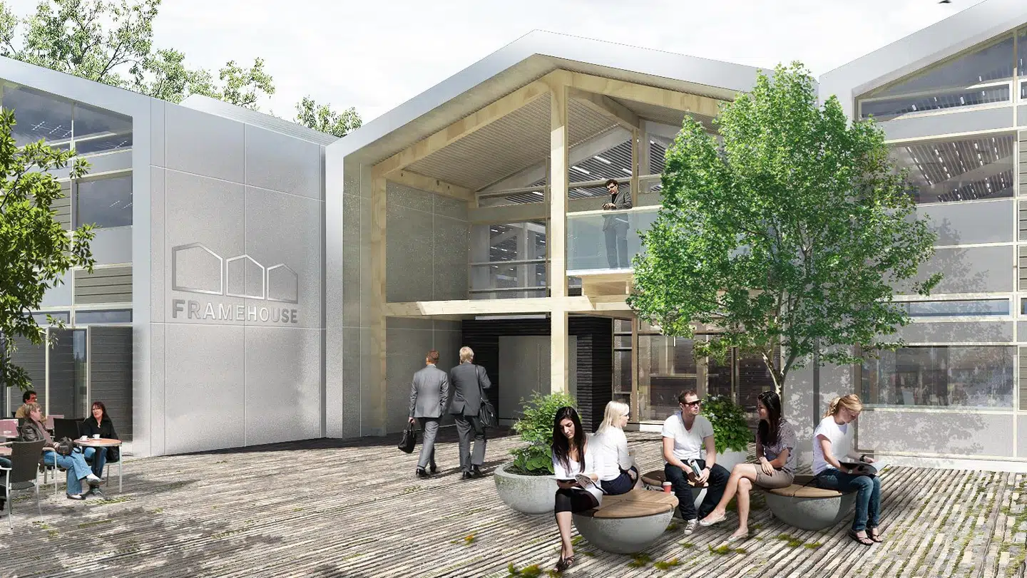 Kaj Ove Madsen A/S København er i færd med at opføre Framehouse, som bliver et mindre kontorhus, i Dragør. Der er kælet for de bæredygtige elementer, men merudgiften for at opnå DGNB-certificeringen var beskeden.