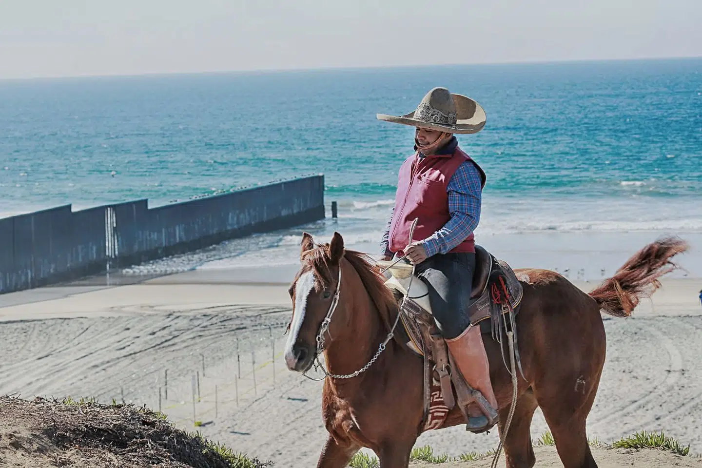 En rytter på USAs side af grænsen.