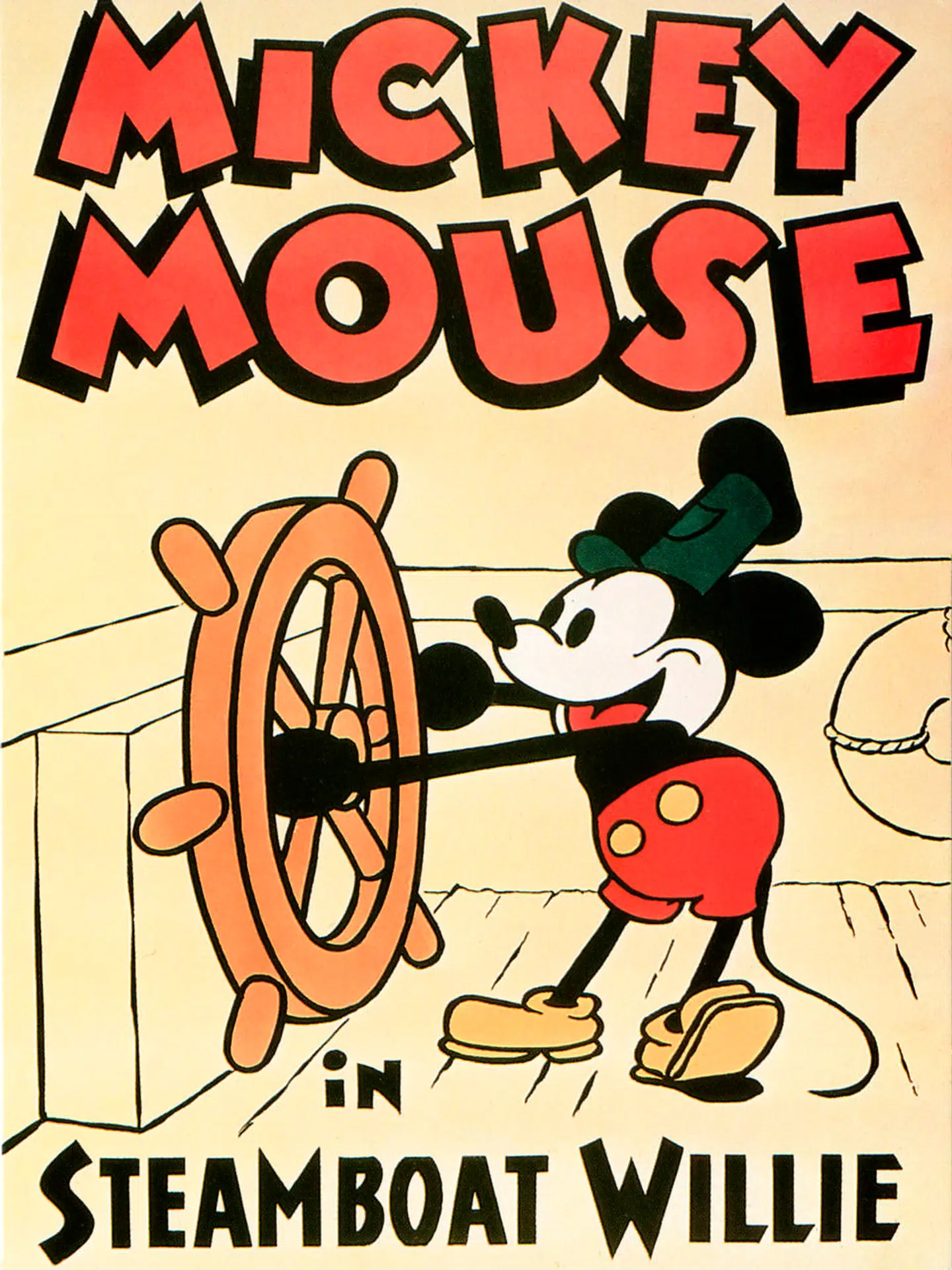 »Steamboat Willie« fra 1928 blev det store gennembrud for Mickey Mouse.