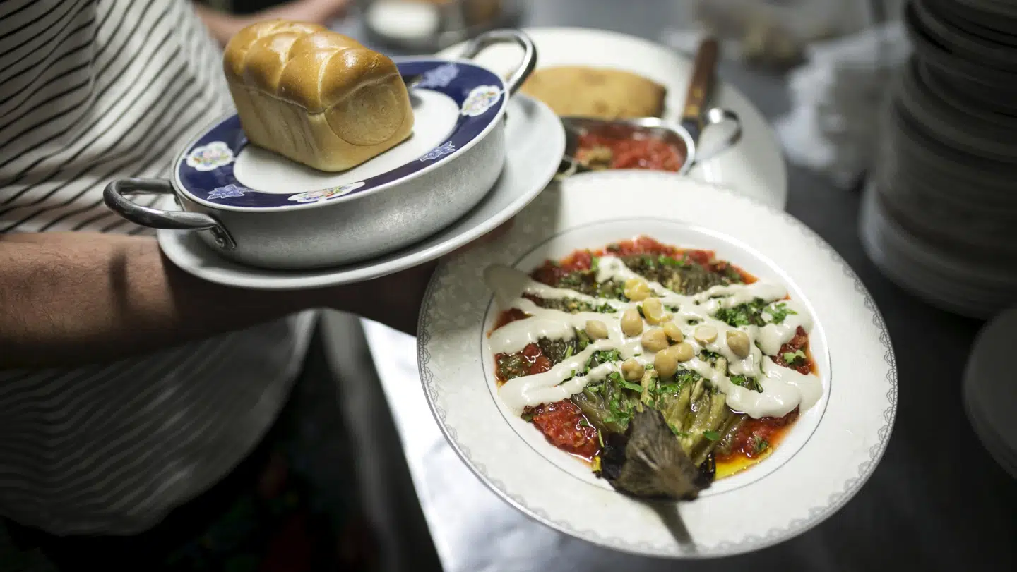 Vegansk måltid på vegansk restaurant.