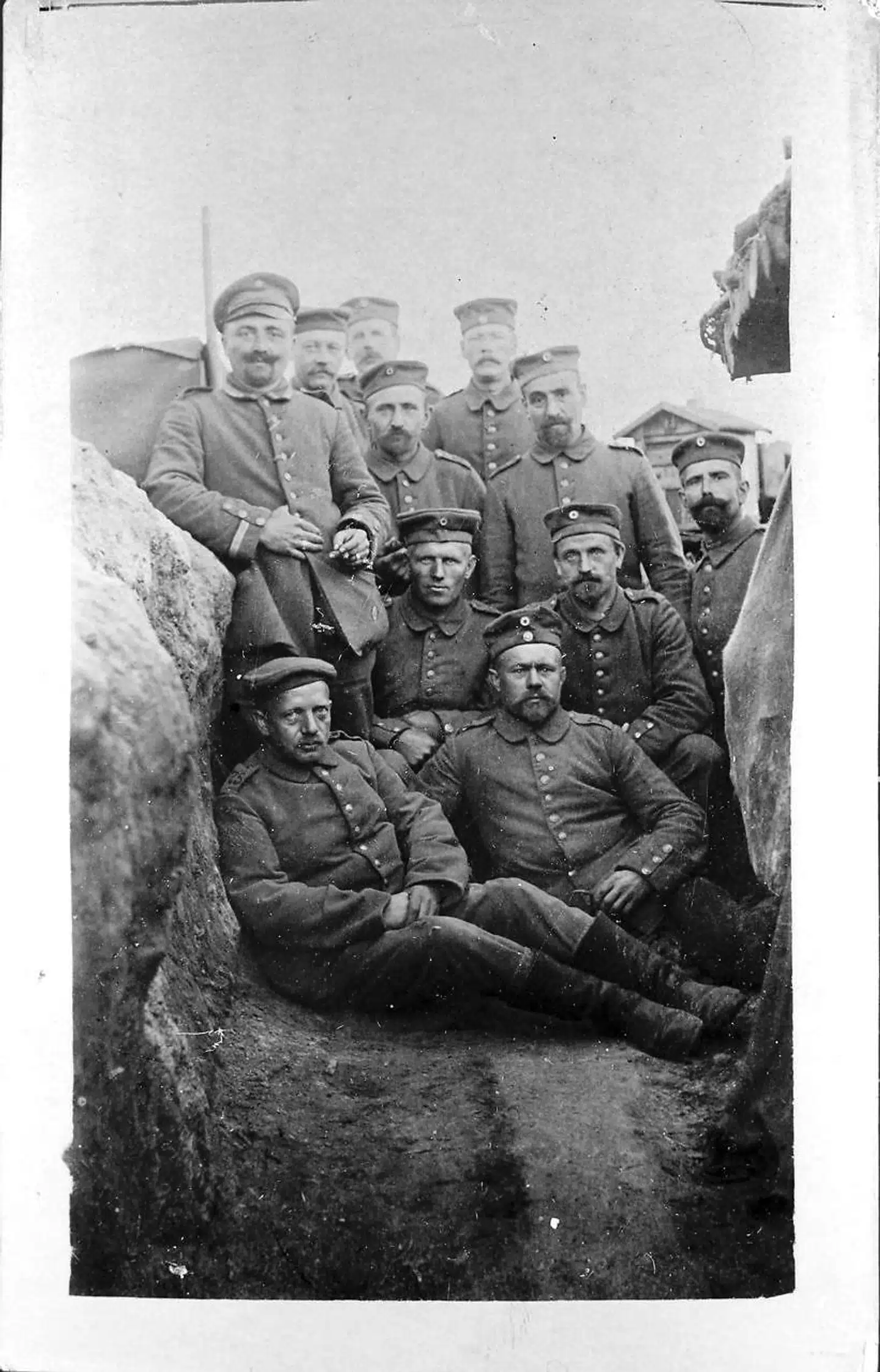 Tyske soldater fra et regiment med mange dansksindede soldater. Fotografiet er taget af en dansksindet nordslesviger i 1916 og viser hans dansksindede kammerater.Scanpix.