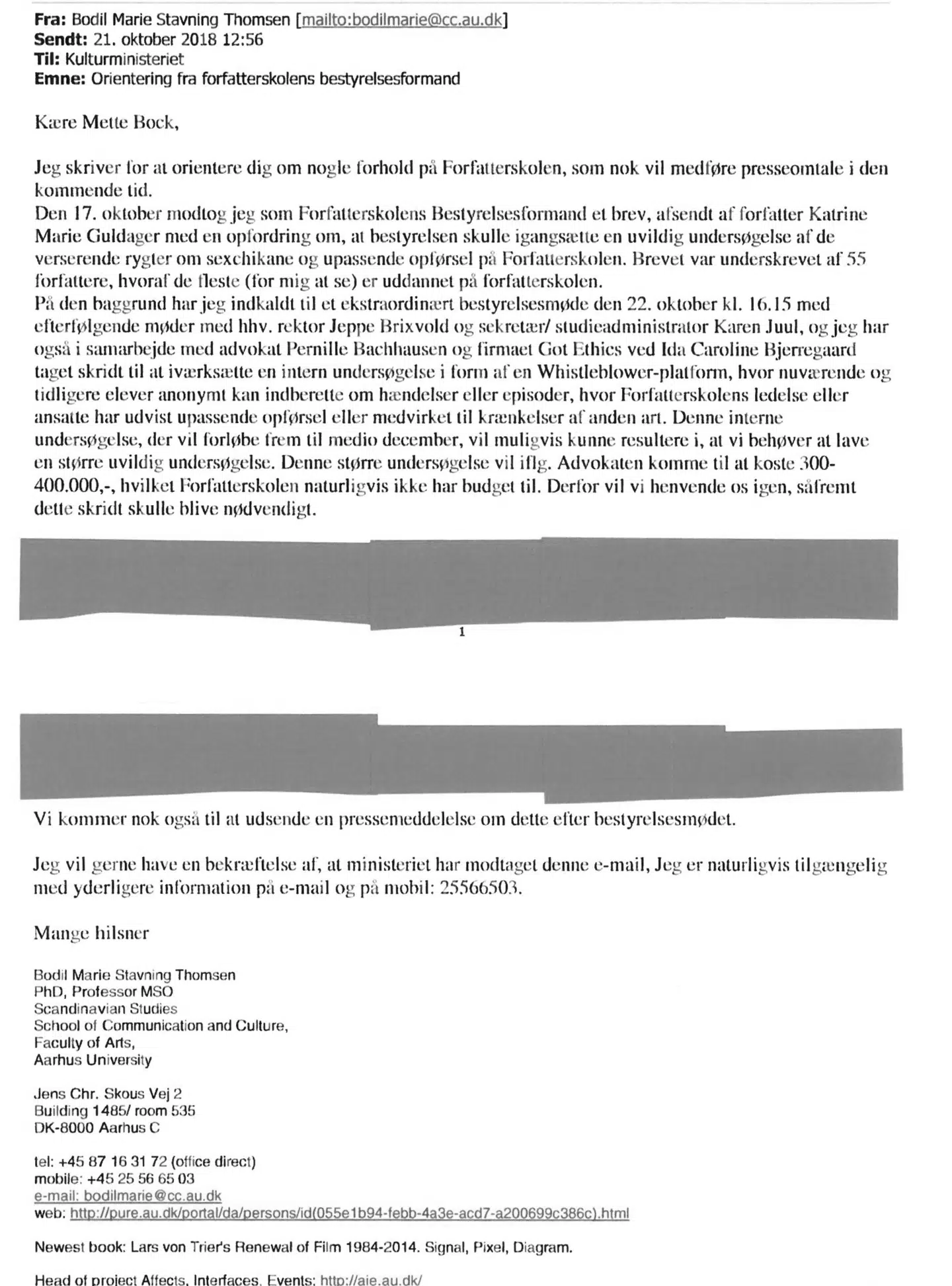 Mailen, som Berlingske har fået aktindsigt i.