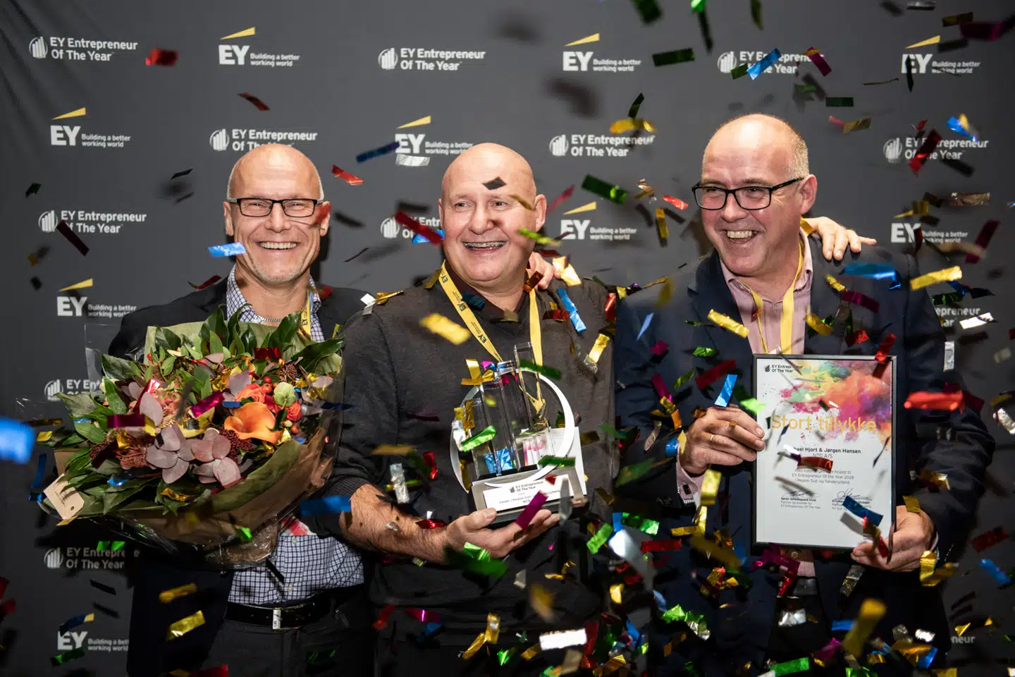Fra venstre Jan Brüggert, adm. dir. i NTG Continent, Michael Hjorth, Group Director og Stig Holm, salgsdirektør.