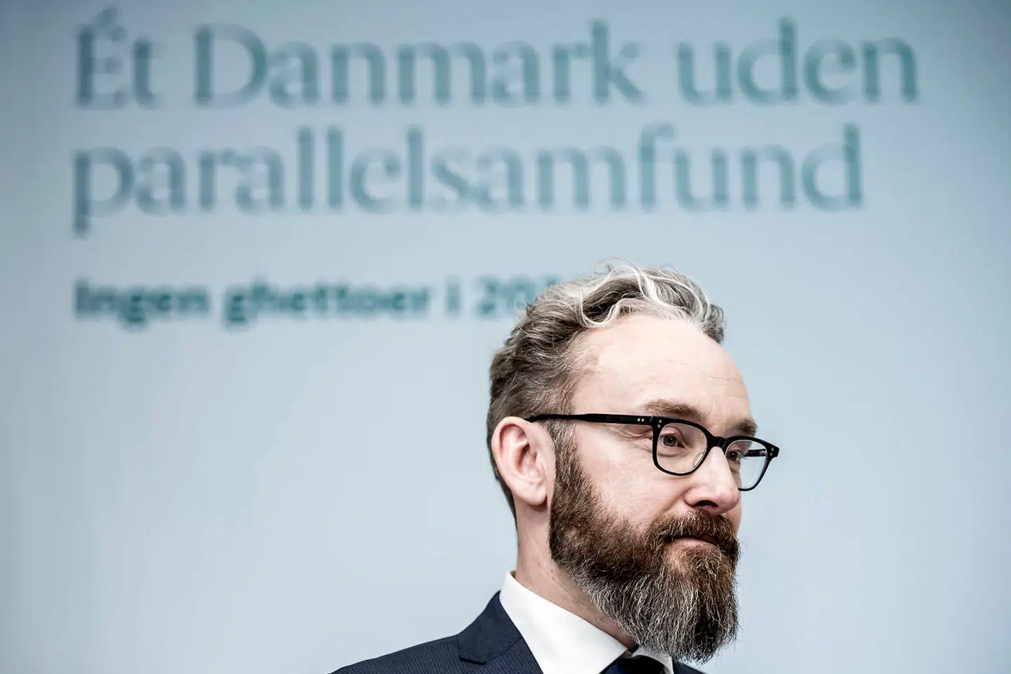 Transport, bygnings- og boligminister Ole Birk Olesen under regeringens præsentation af dens ghetto-udspil »Ét Danmark uden parallelsamfund – ingen ghettoer i 2030« i Mjølnerparken i København, torsdag 1. marts 2018.