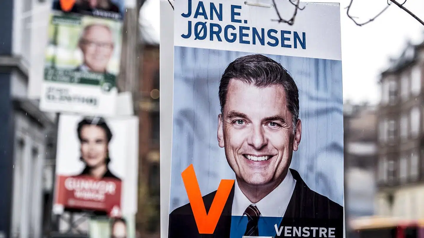 Valgplakat med Jan E. Jørgensen fra Venstre på Frederiksberg, torsdag den 16. november 2017. (Foto: Mads Claus Rasmussen/Scanpix 2017)