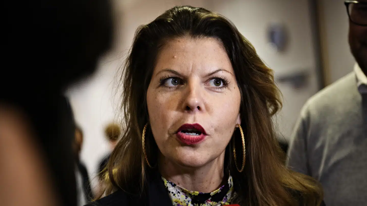 Franciska Rosenkilde taler med pressen, efter at Alternativet i København har valgt hende som kulturborgmester, på Kulturstationen i Vanløse søndag den 28. oktober 2018.