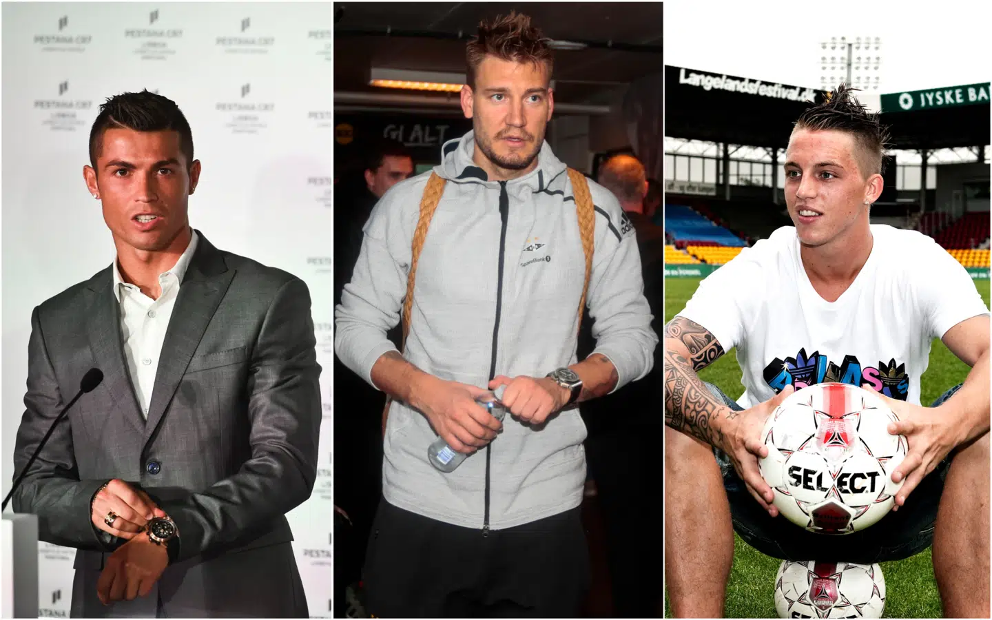 Arkivfotos: Cristiano Ronaldo, Nicklas Bendtner og Nicki Bille.