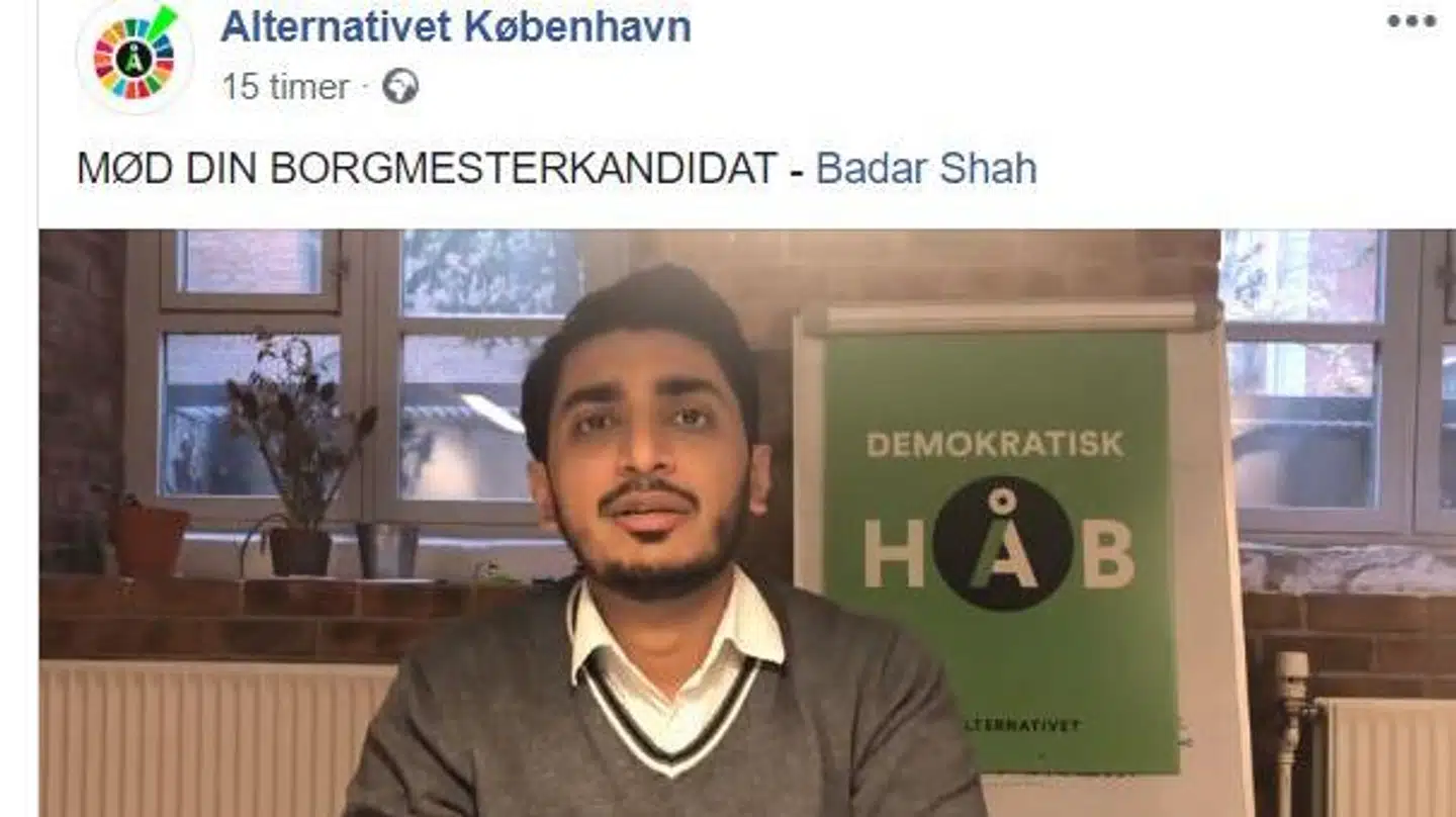 Badar Shah – en af de tre borgmesterkandidater, som Alternativet ikke ønsker, pressen får adgang til.