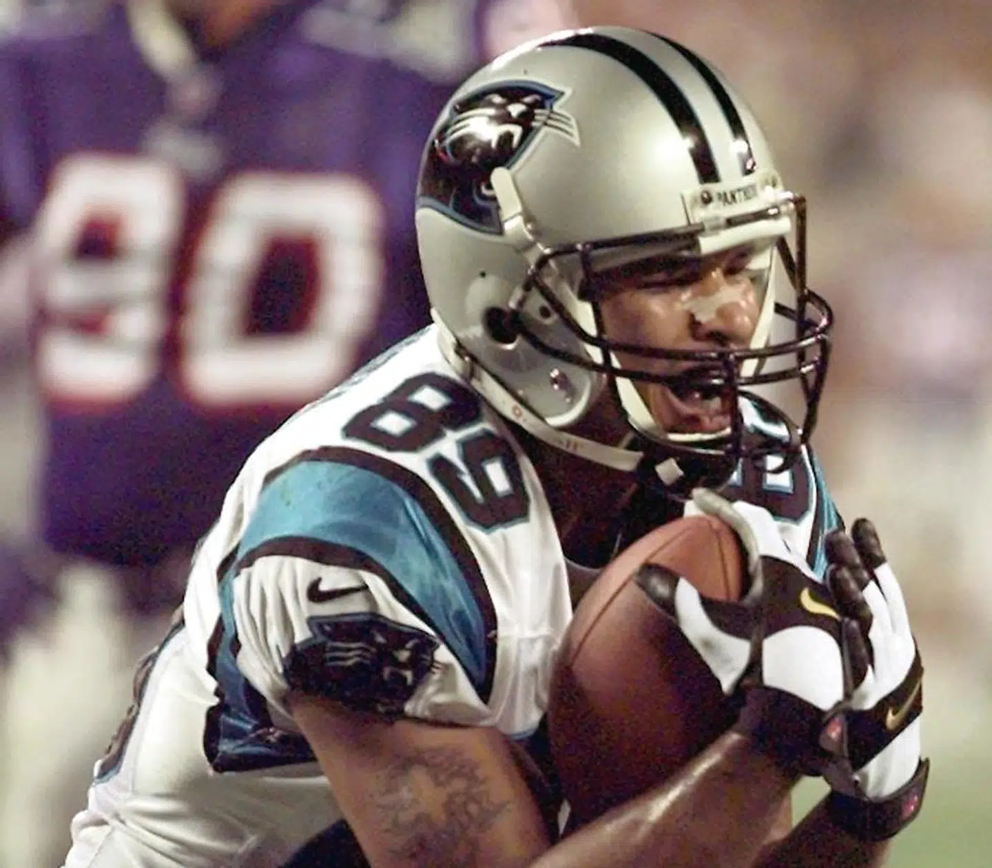 Rae Carruth for Carolina Panthers en i en football-kamp tilbage i 1999.