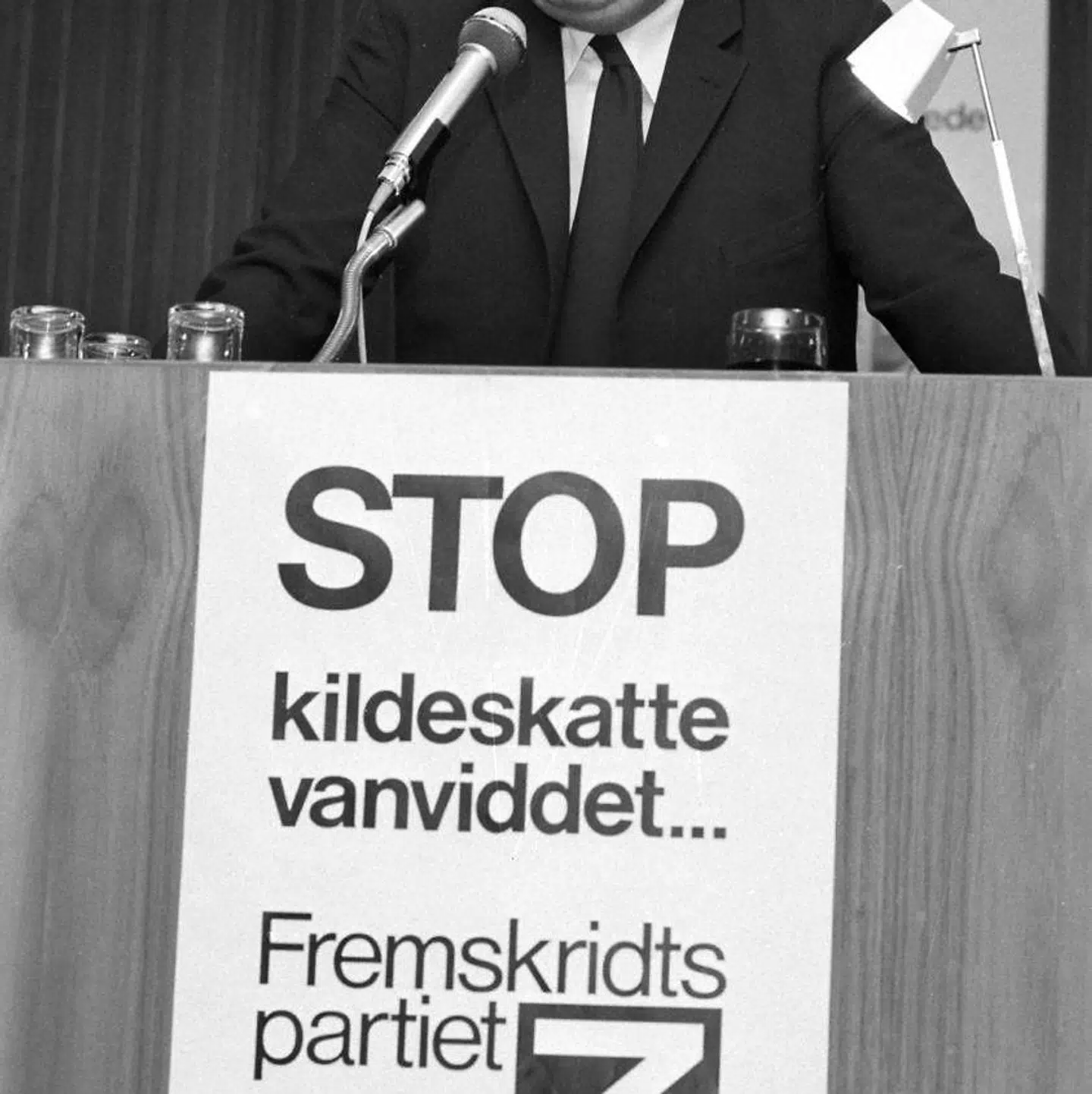 Mogens Glistrup fra valgkampagne i begyndelsen af 1970erne. Arkivfoto: Steen Jacobsen