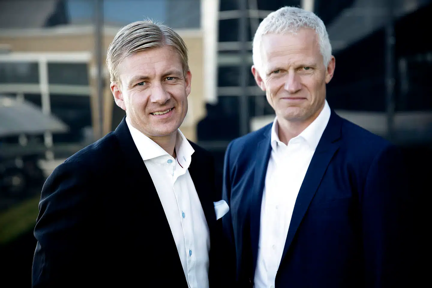 Poul Due Jensen (tv.) er tredje generation i Due Jensen-dynastiet. Her sammen med Grundfos' nuværende topchef, Mads Nipper.