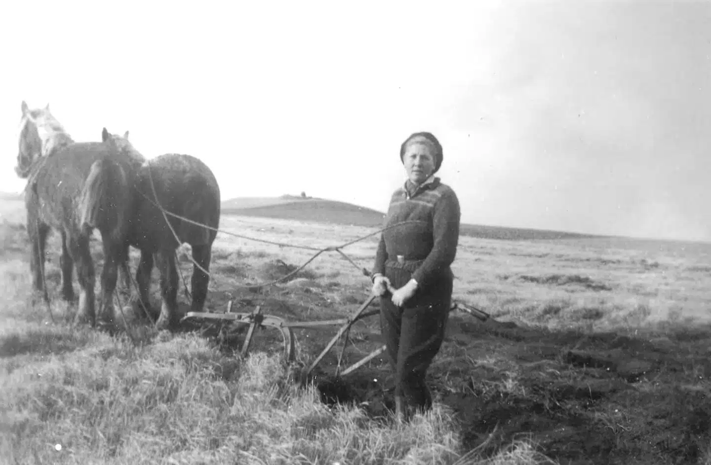 Pigerne beskæftigede sig også med landbrug - og da der ikke var mænd på øen tilknyttet Kvindehjemmet, måtte pigerne også udføre det arbejde, der i samtiden normalt var mandearbejde. Som her pløjning.