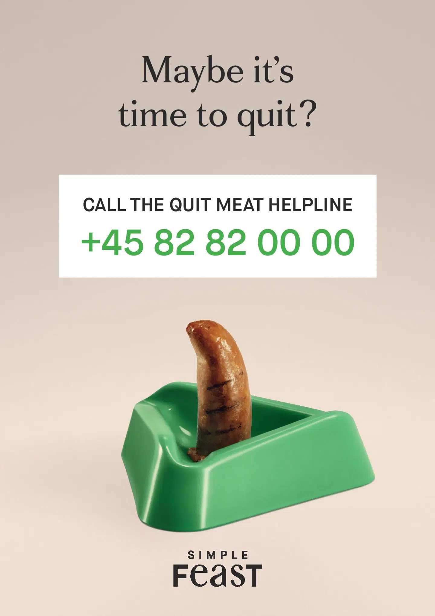 Simple Feasts reklamekampagne, hvor det at spise kød sammenlignes med at ryge.