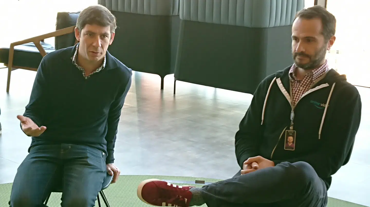 »Amazons DNA er konstant at opfinde, og der er stadig masser at lave og mange ideer,« siger Amazon Prime Videos europadirektør, Jay Marine (til venstre), her sammen med teknologidirektør Tim Kohn. Foto: Thomas Breinstrup