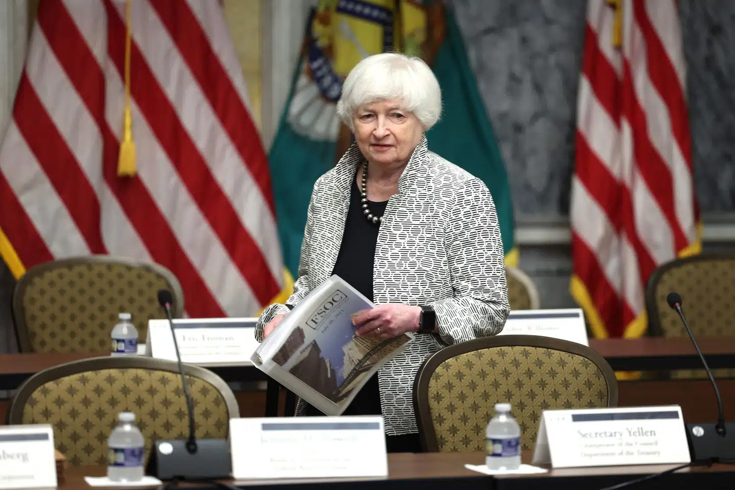 Janet Yellen, som er USA's finansminister, siger, at hun er uenig i Fitchs vurdering af USA's betalingsevne. Vurderingen er vilkårlig og baseret på forældet data, siger hun. (Arkivfoto). Kevin Dietsch/Ritzau Scanpix