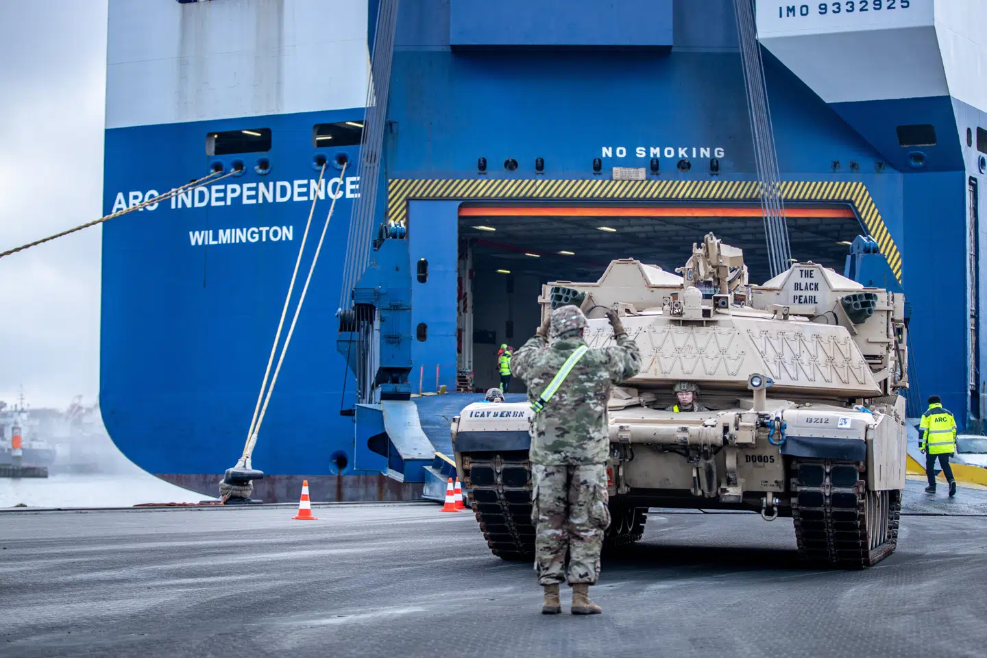 To skibe med militært materiel og køretøjer vil lægge til ved havnen i Aarhus i løbet af de næste par uger. (Arkivfoto). MARIA SEJR/Forsvaret./Free