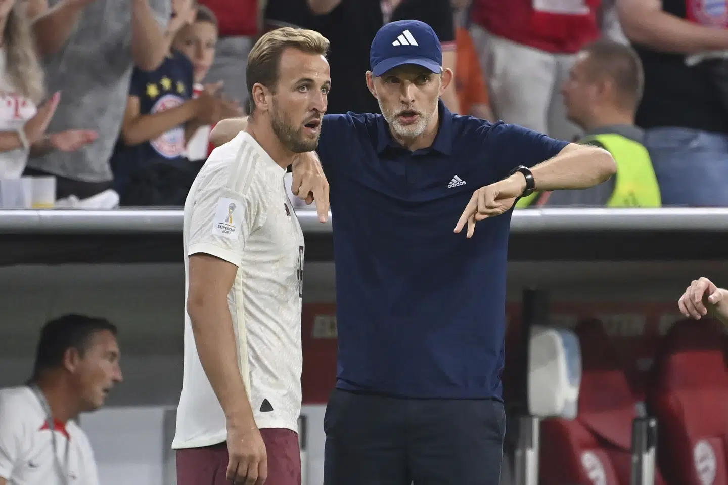 Harry Kane fik Bayern-debut lørdag, da han blev skiftet ind med en lille halv time tilbage af 0-3-nederlaget til RB Leipzig i den tyske Super Cup. Frank Hoermann/Sven Simon/Ritzau Scanpix