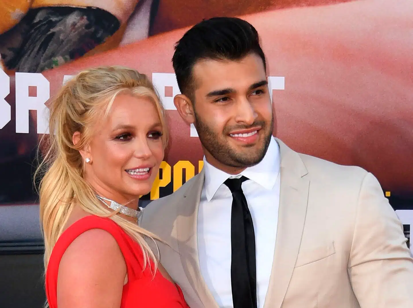 Her ses Britney Spears med Sam Asghari. (Foto: VALERIE MACON / AFP/Ritzau Scanpix)