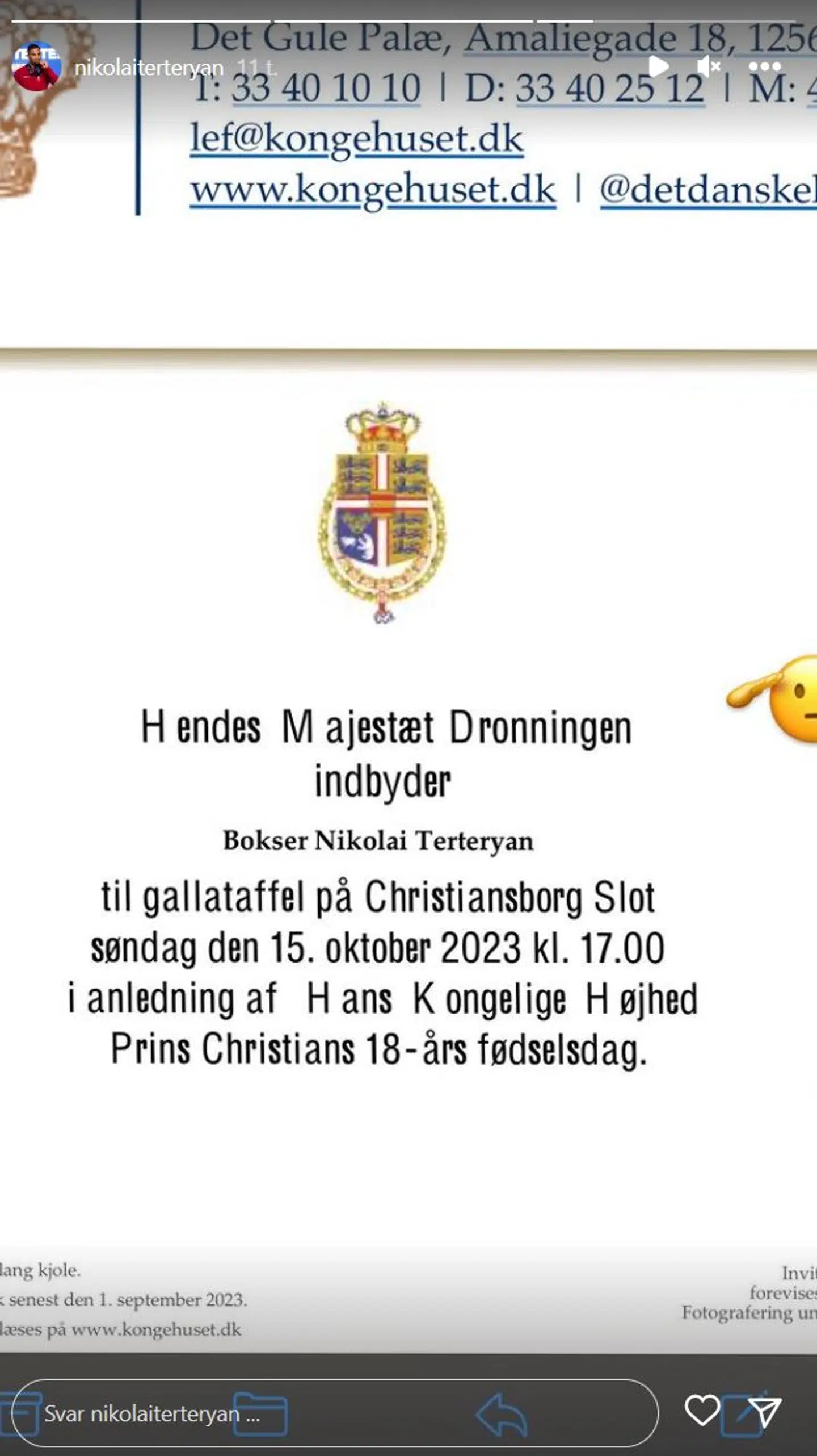 Invitationen til festen kom på mail til den unge mand.