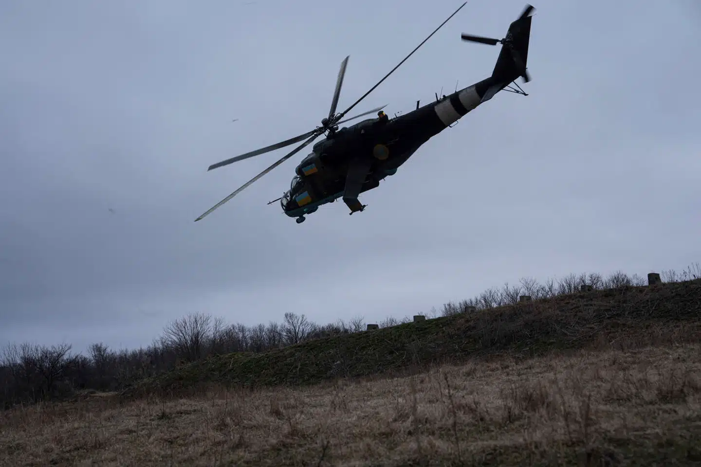 Arkivfoto af en ukrainsk helikopter, som ikke er den russiske helikopter, der er landet i Ukraine.