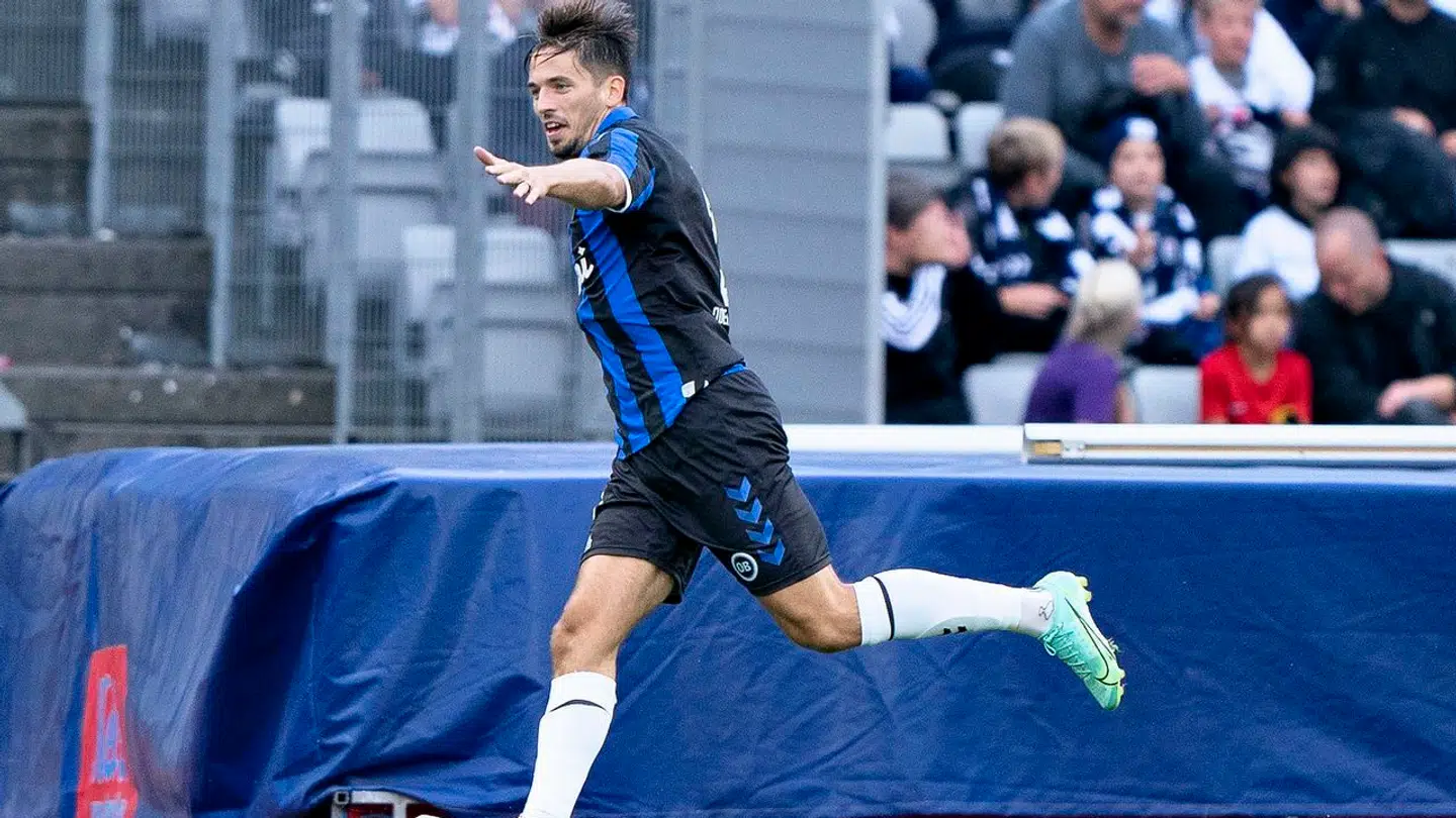 OB's Alexander Juel Andersen har scoret til 1-0 i 3F Superligakampen mellem AGF og OB på Ceres Park i Aarhus , søndag den 29. august 2021.. (Foto: Henning Bagger/Ritzau Scanpix)