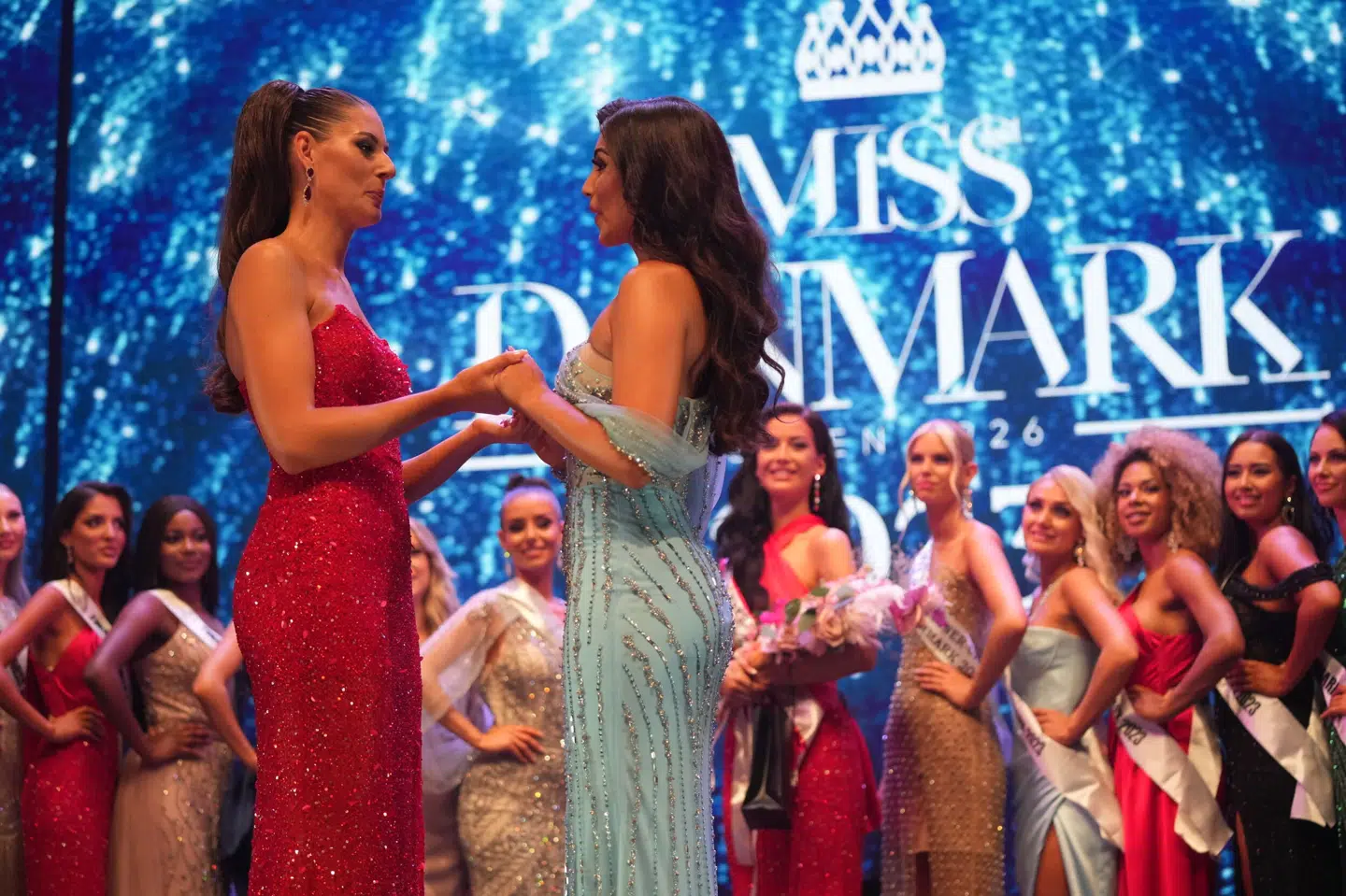Miss Danmark 2023 kåres ved et finaleshow i Cirkusbygningen i København, søndag den 27. august 2023. Nikoline Uhrenholt Hansen (tv) blev årets vinder.
