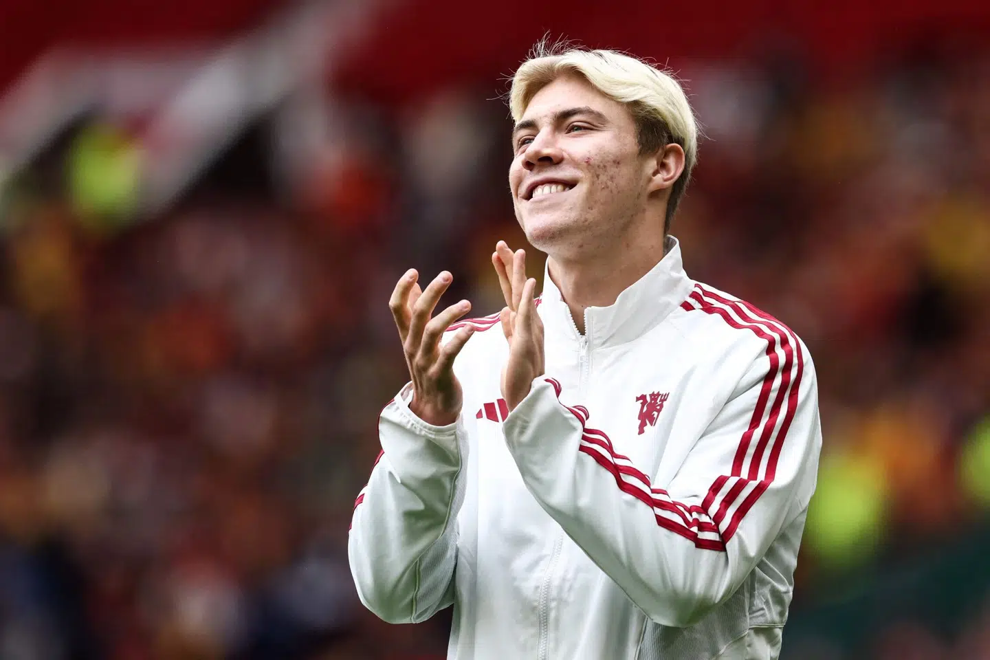 Manchester United-angriberen Rasmus Højlund er i spil til søndagens kamp ude mod Arsenal. Darren Staples/Ritzau Scanpix