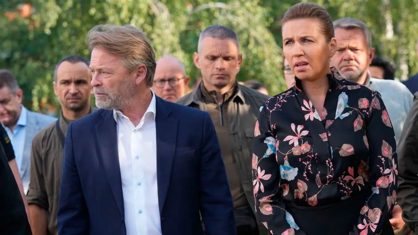 Mette Frederiksen fotograferet under sit overraskelsesbesøg i Ukraine.