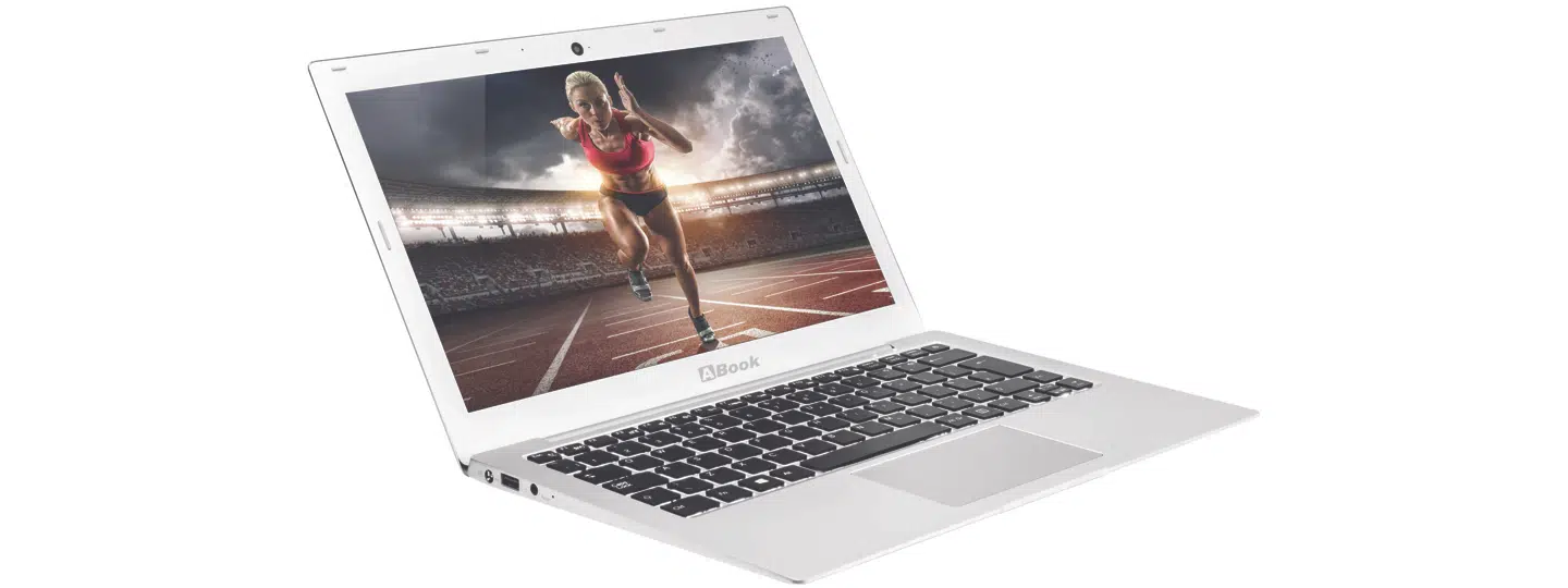 Det kileformede design af tastaturdelen i anvendelsen af aluminium får denne Abook til at minde om den ikoniske MacBook Air.