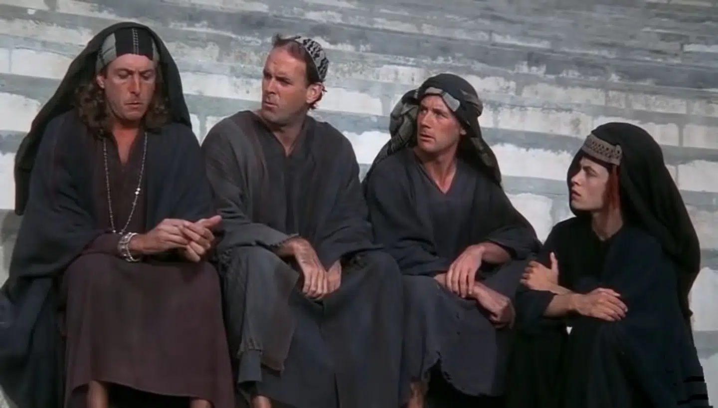 Engang var det sjovt, at Stan ville hedde Loretta og føde sine egne børn i Monty Pythons 'Life of Brian', men i dag er det ikke bare usjovt, men også dybt problematisk. Screenshot fra 'Life of Brian'
