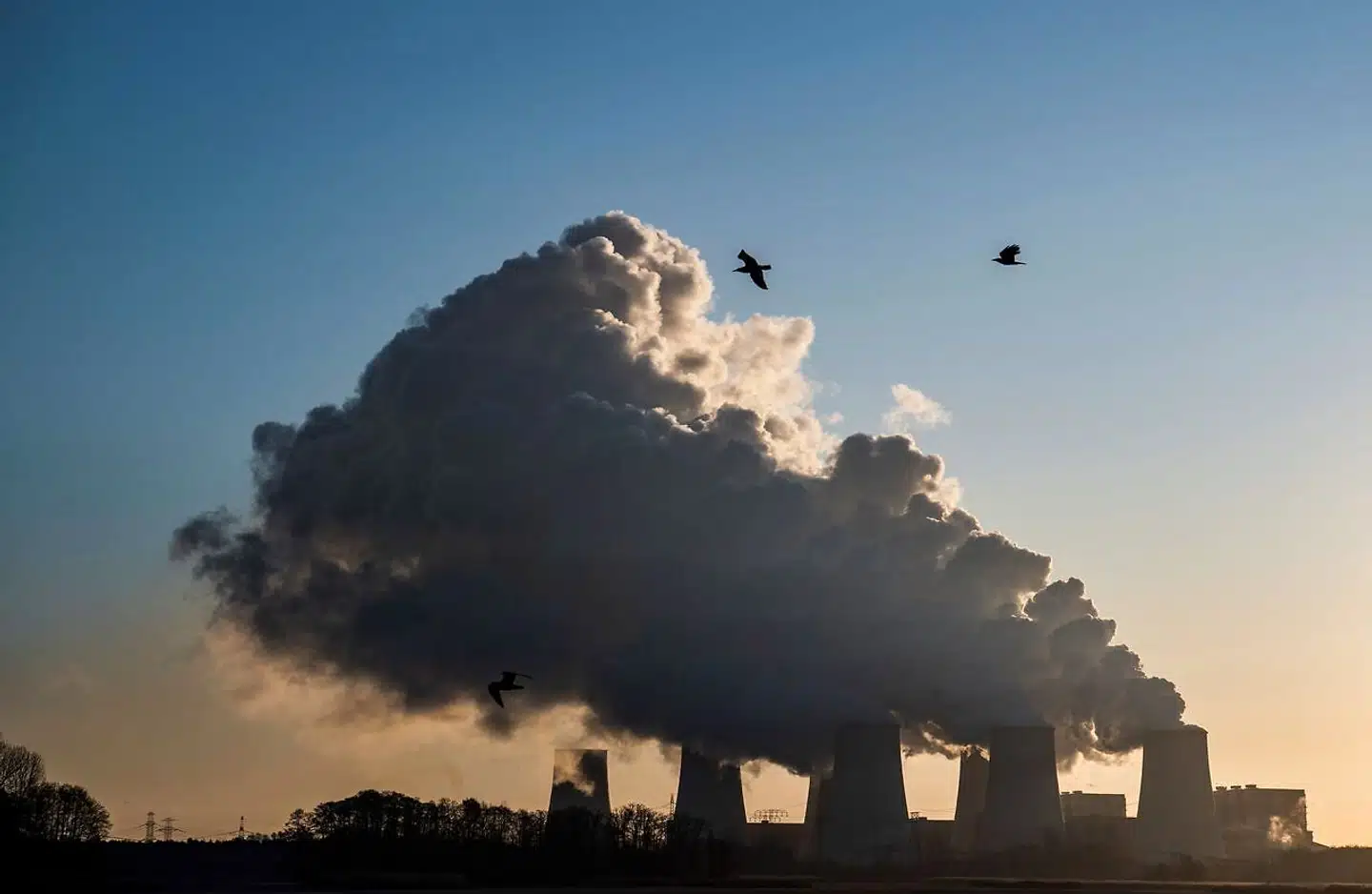 Røg bølger fra kulkraftværket Weisweiler i Tyskland. Klimakollapsen er på vej, men måske er vi heldige og bliver ramt af en livsstilssygdom forinden. De dårlige nyheder dominerer ganske rigtigt mediebilledet. Foto: John MacDougall, AFP, Scanpix.