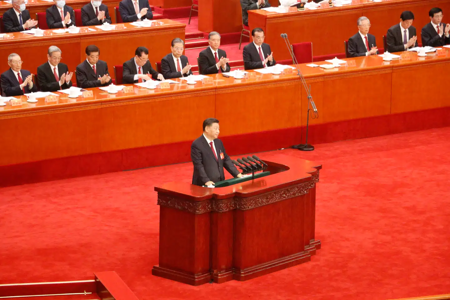 Xi Jinping ved åbningen af den 20. partikongres i Beijing i oktober, hvor han blev genvalgt som generalsekretær for tredje gang. Foto: Liu Huaiyu, Scanpix.