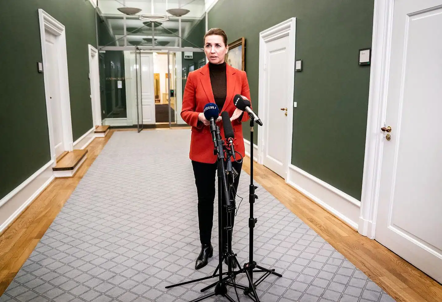 Fungerende statsminister Mette Frederiksen giver status på regeringsforhandlingerne og det videre forløb på Christiansborg, onsdag den 23. november 2022. Foto: Ida Marie Odgaard, Scanpix