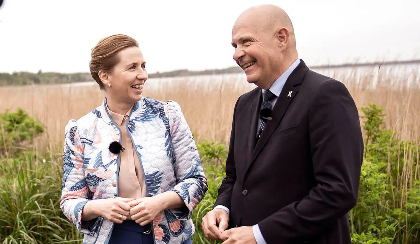 Mette Frederiksen og Søren Gade til Skivemødet i maj 2022. Foto: Thomas Lekfeldt, Scanpix