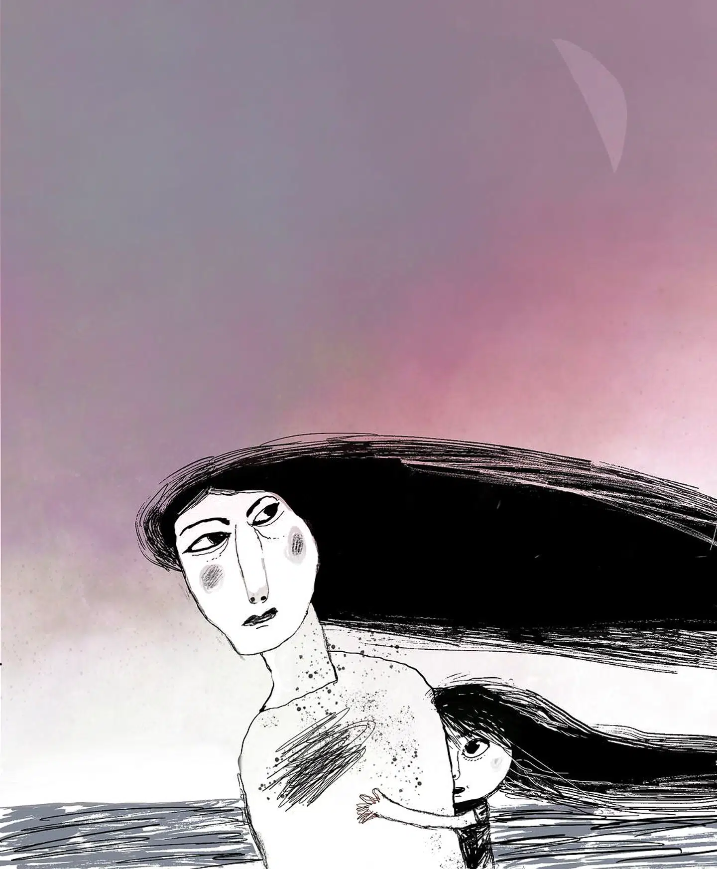 Illustrator Lillian Brøgger fanger det eventyrlige univers med drømmeagtige landskaber, kontraster og farvespil. Illustration: Lilian Brøgger