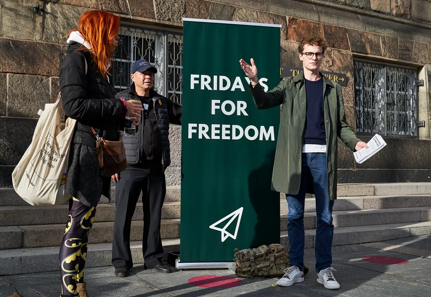 Claes Theilgaard holder en demonstration, »Fridays for Freedom«. Foto: Niels Ahlmann Olesen, Scanpix