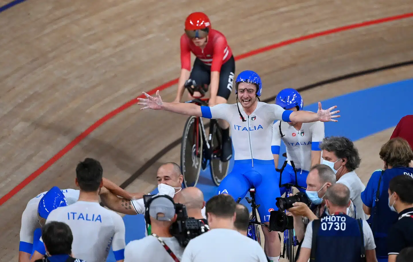 Danmark tabte til Italien med 0,166 sekund i 4000 m banecykling til OL i Tokyo. Foto: Lars Møller, Scanpix
