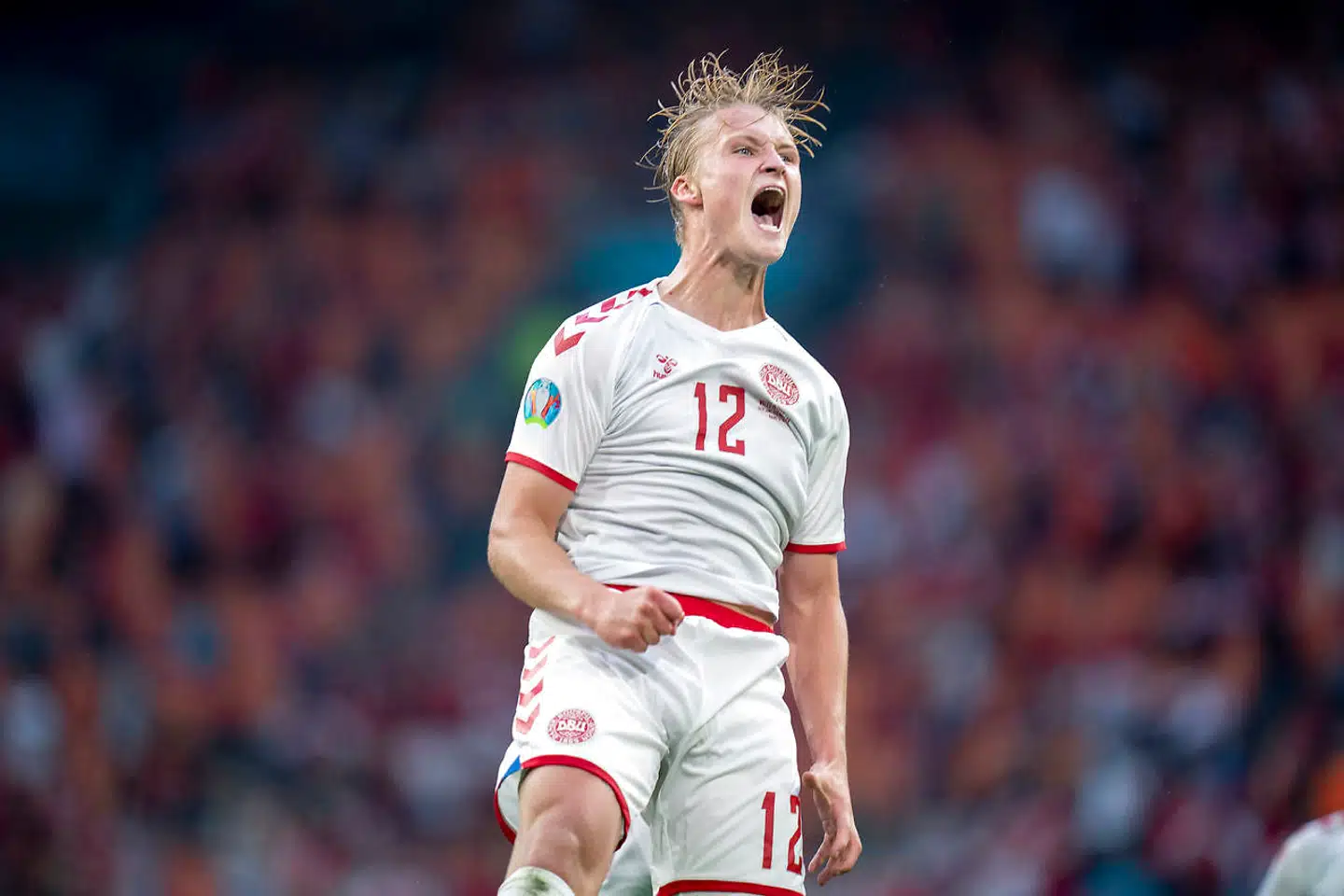 Kasper Dolberg efter scoringen til 2-0. Foto: Liselotte Sabroe/Ritzau Scanpix