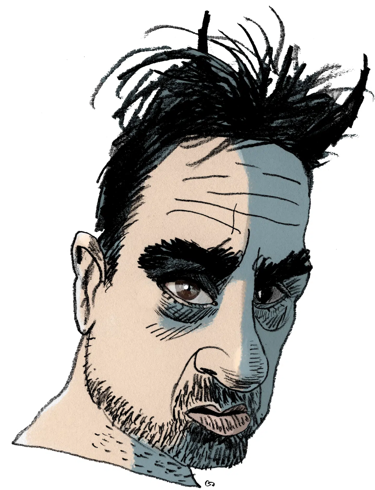 Hassan Preisler fortæller i interview med Johanne Mygind om sine mindre flatterende sider. Illustration: Gitte Skov