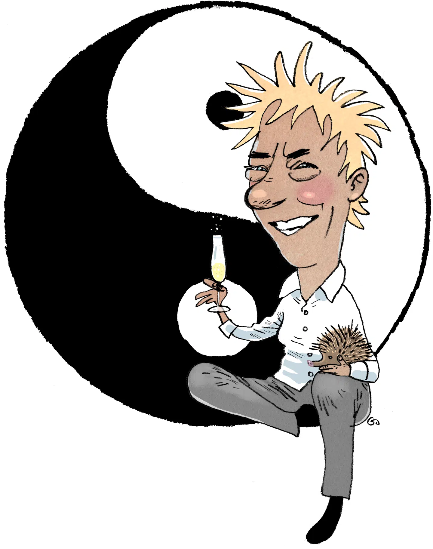 Så er det igen tid til for en stund at forsøge at forvandle sig til en fiktiv figur, der aldrig drikker mere end syv genstande om ugen og lever et balanceret liv, er glad og positiv og planlægger at kravle op til at nå det endelige: lykke. Illustration: Gitte Skov