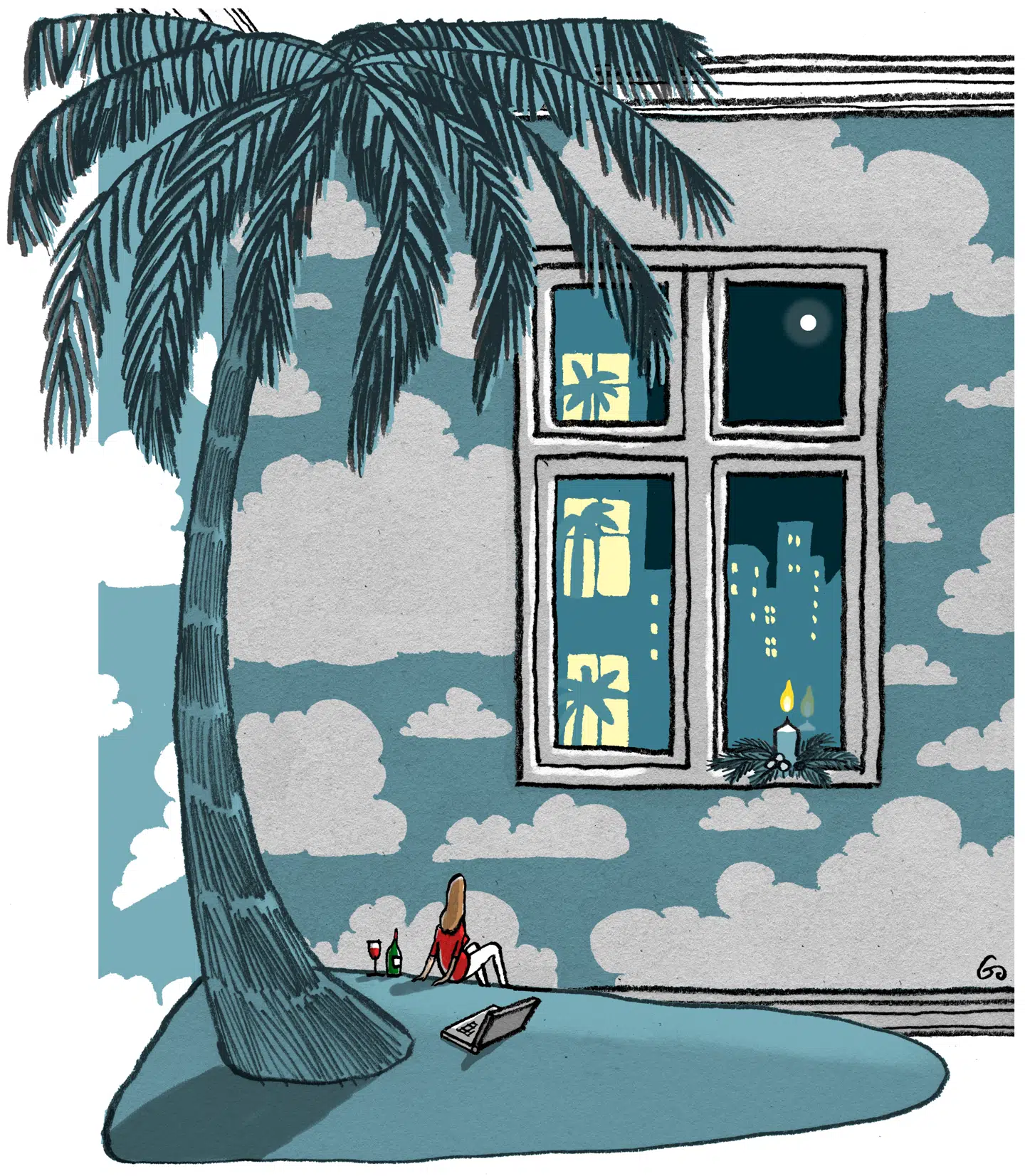 Fællesskab kan naturligvis være både opløftende og givende, men vi glemmer i den generelle begejstring, at menneskeligt fællesskab i høj grad er et tveægget sværd. Illustration: Gitte Skov