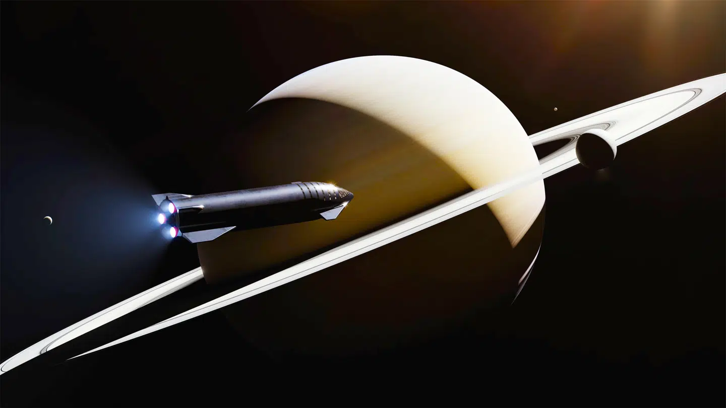 Starship er SpaceX’ bud på et rumskib med plads til 100 mennesker og brændstof nok til at nå Mars. Illustration: SpaceX