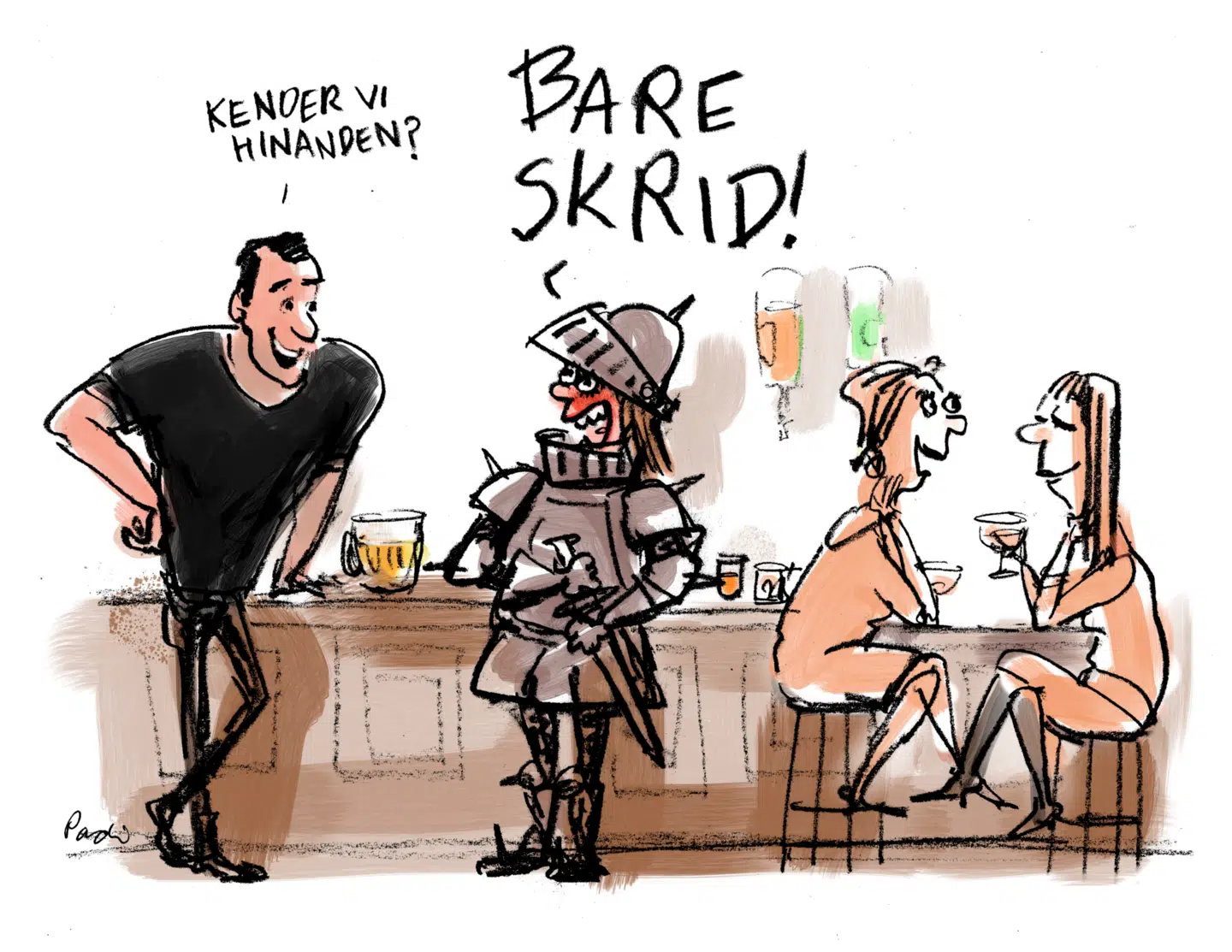 »Jeg er en febrilsk kriger på kærlighedens slagmark, som bliver mere og mere følelsesmæssigt amputeret. For tiden er jeg udmattet og afsværger kærligheden for evigt. Man kan vel sige, at jeg har indrømmet mit totale nederlag. Men det føles ikke som et nederlag. Det føles som en styrke.« Illustration: Charlotte Pardi