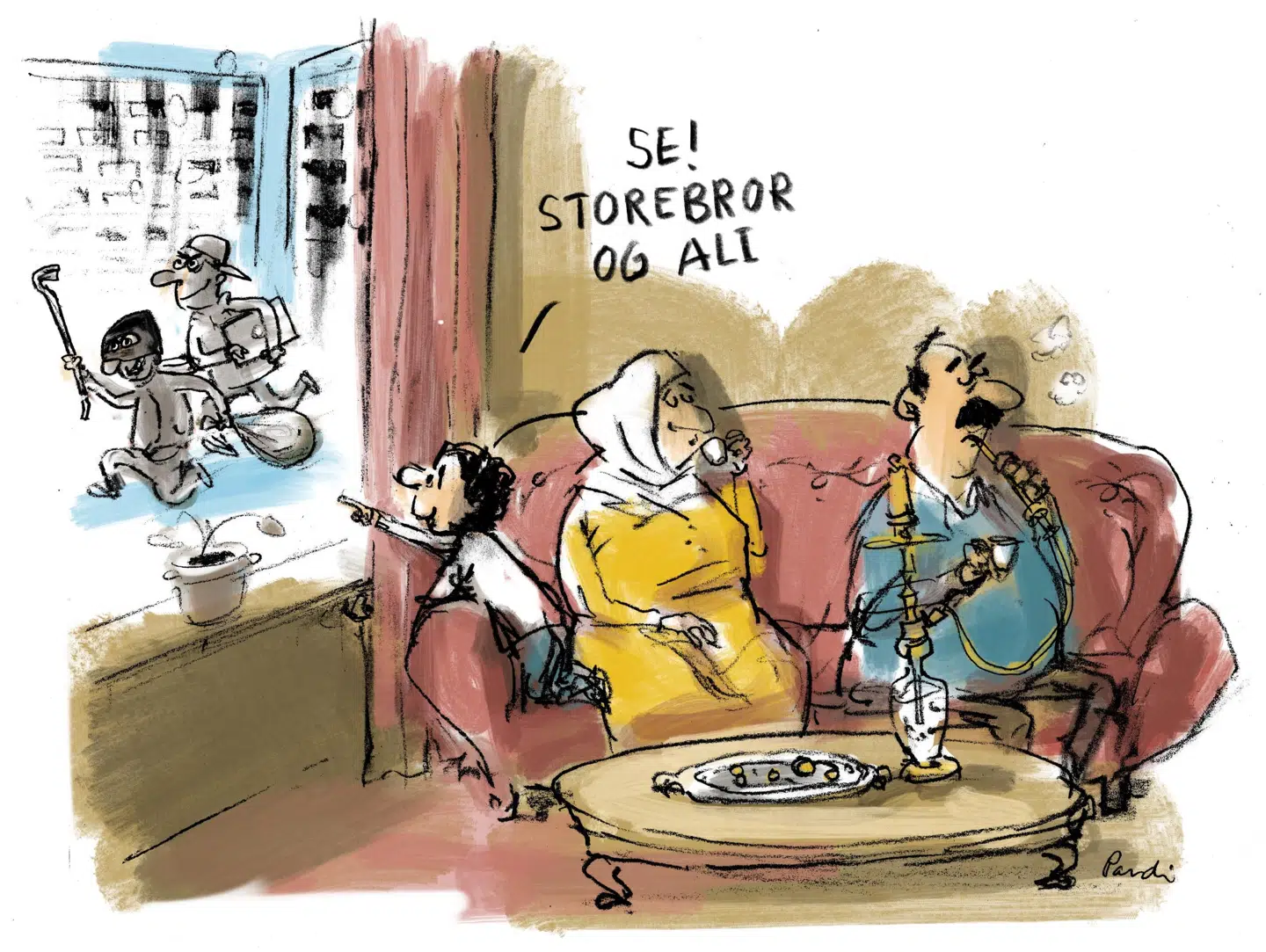 »Jeg spørger mig selv: Forælder i Gellerup, hvor bliver du af?« Illustration: Charlotte Pardi