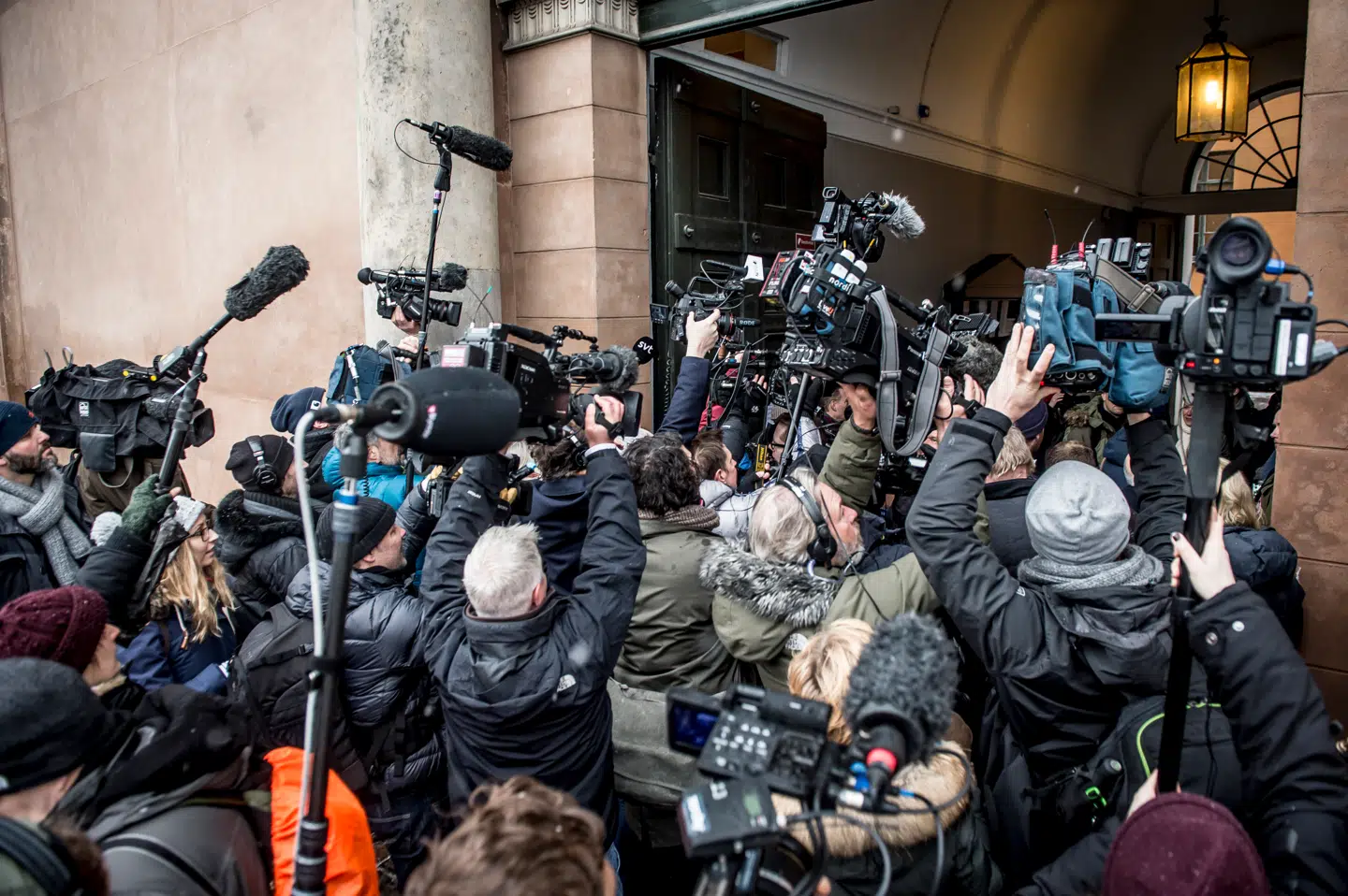 Presseopbuddet var massivt foran Københavns Byret i foråret 2018. Foto: Mads Claus Rasmussen/Ritzau Scanpix