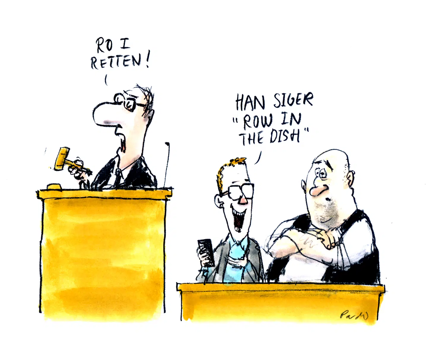 Rigspolitiet og de ansvarlige embedsmænd har stik imod al sund fornuft udliciteret tolkning og har generøst givet gevinsten til en dubiøs virksomhed, der hverken har forstand på sprog, tolkning eller det danske retssystem. Illustration: Charlotte Pardi