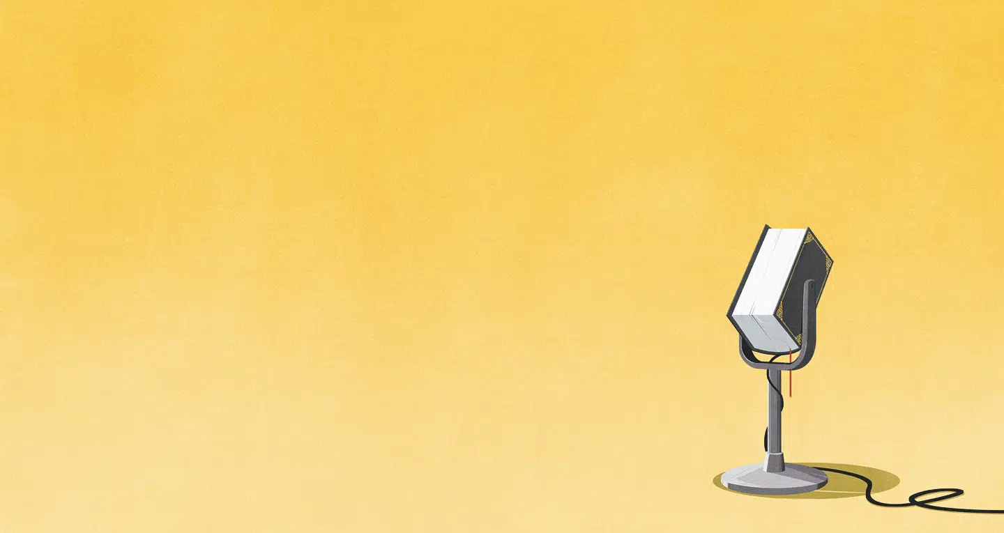 Litteraturredaktør Johannes Baun taler med avisens skribenter om en klassiker, de har indhentet, og Karsten Pharao læser højt af herlighederne. Illustration: Andrea Ucini